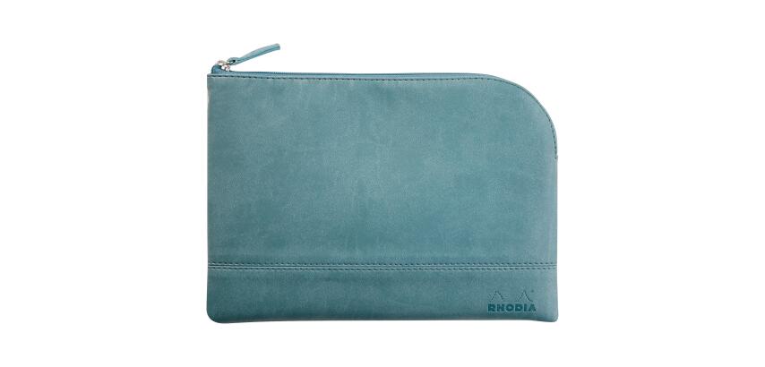 Rhodiarama etui met rits in kunstleer - maat M - 16x22 cm - Eau