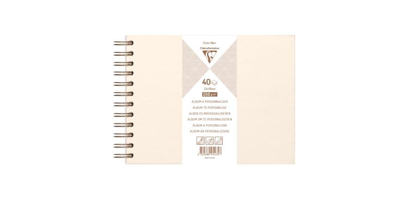 Album DIY zum Personalisieren, 40 Blatt weiß 200g im Format 21x16 cm, fester Umschlag perlmuttelfenbein - Perlmuttelfenbein