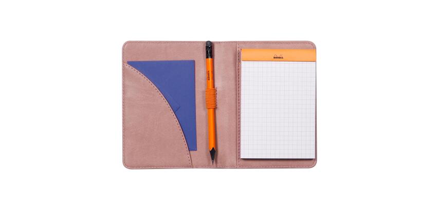 Rhodiarama livret porte-bloc N°12 pour bloc ou carnet format B7 - Bois de rose