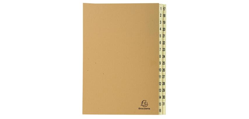 Trieur rigide 31 compartiments de 1 à 31 Forever kraft - A4 - Kraft brun