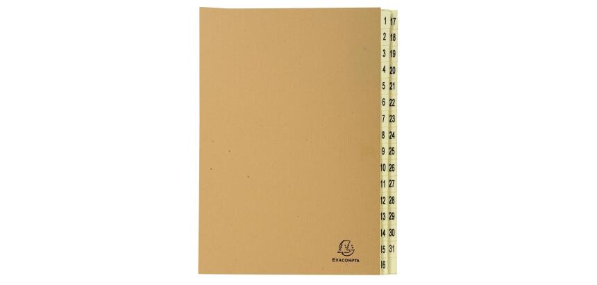 Ordnungsmappe mit 31 Fächern von 1-31 Kraft, für DIN A4 - Kraft braun