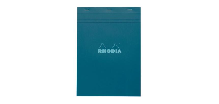 Rhodia gehefteter Block, COULEURS N°18 A4, 80 Blatt kariert 80g, mikroperforiert - Pfaugrün