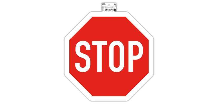 Panneau PP adhésif antidérapant Stop 30 cm - Rouge