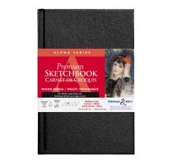 Alpha Series carnet rembordé rigide 62F 14x21,6cm 150g - Blanc