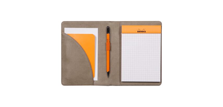 Rhodiarama livret porte-bloc N°13 pour bloc ou carnet format A6 - Taupe