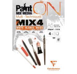 PaintON MIX4 bloc collé 12F A5 250g assorti 4x3F