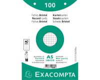 Paquet 100 fiches sous film - bristol quadrillé 5x5 perforé 148x210mm - Blanc