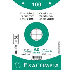 Pak 100 steekkaarten in folie - bristol geruit 5x5 geperforeerd - 148x210mm - Wit