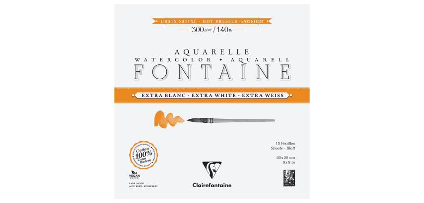 Fontaine Extra Blanc Grain Satiné bloc collé 4 côtés 15F 20x20cm 300g