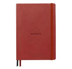 Rhodiarama Goalbook Creation rembordé rigide A5 160 pages papier Maya noir lisse dot 120g avec élastique - Nacarat