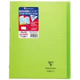 Cahier piqué Koverbook 24x32cm 48 pages petits carreaux + marge couverture polypropylène transparent - Vert