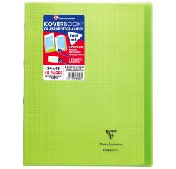 Cahier piqué Koverbook 24x32cm 48 pages petits carreaux + marge couverture polypropylène transparent - Vert