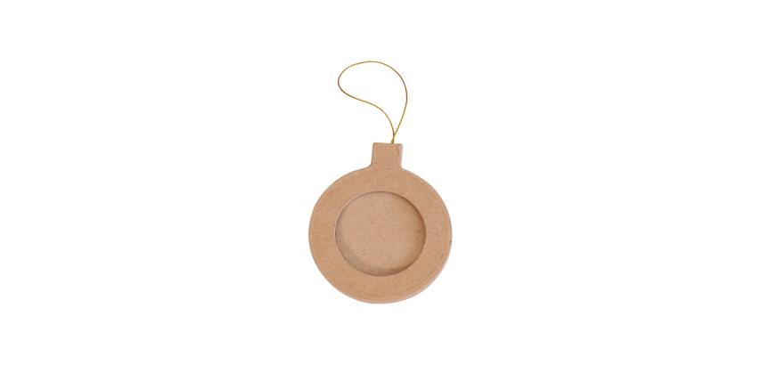 Cadre boule ronde de Noël à suspendre 9,5cm - Kraft