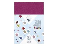 CARTON PAILLETÉ, Sachet de 10 feuilles 230g/m2 au format 21x29,7cm - Assortiment