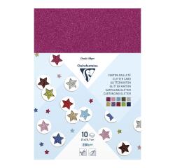 CARTON PAILLETÉ, Sachet de 10 feuilles 230g/m2 au format 21x29,7cm - Assortiment
