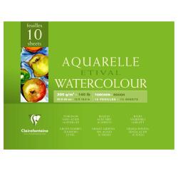 Etival Aquarellpapier Torchon, Block 4-seitig geleimt, 10 Blatt 300g, 30x40 cm