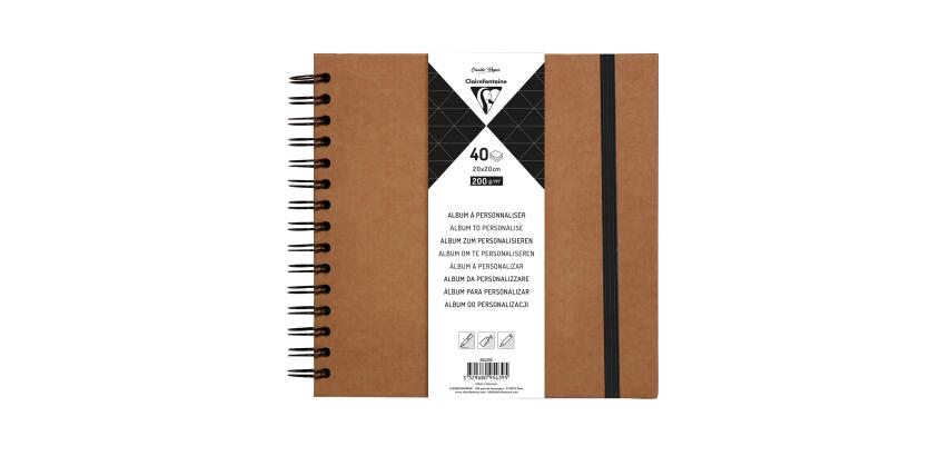 Album à personnaliser de 40 feuilles 200g/m2 au format 20x20cm - Kraft