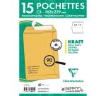 Versandtaschen haftklebend gestreiftes braunes Kraftpapier, C5 162x229mm, 90g, Packung mit 15 Stück - Braun