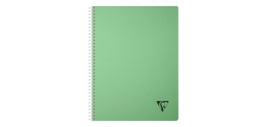 Cahier reliure intégrale Linicolor ESSENCE A4 180 pages petits carreaux couverture plastique polypropyène rainuré - Vert sauge