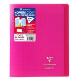 Cahier piqué Koverbook 17x22cm 96 pages grands carreaux couverture polypropylène transparent - Rose