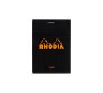 Gehefteter Notizblock Rhodia No.12 8,5x12cm 80 Blatt liniert 80g - Schwarz