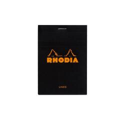 Rhodia Black Head Stapled Pad No12, Lined, 85x120 - Black
