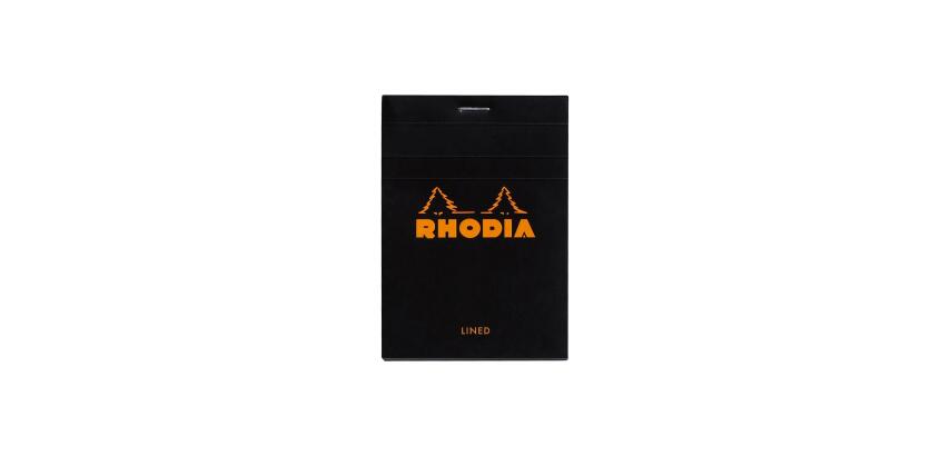 Bloc agrafé Rhodia N°12 8,5x12 cm 80 feuillets ligné 80g - Noir