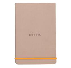 Rhodiarama Webnotepad met harde omslag, 9x14 cm, 96 blad, gelijnd en microgeperforeerd papier van 90g in ivoorkleur, sluiting met elastiek