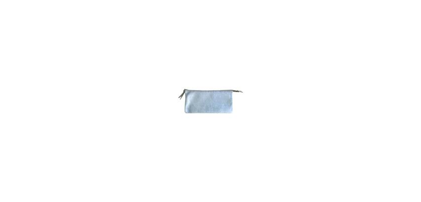 PLUME Grande pochette 2 compartiments en Daim irisé 22x11cm - Bleu