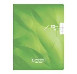 Calligraphe 8000 Laminated, Stapled ntbk varnished UV 17x22cm 16sh Seyes enlarged 3mm 90gsm (French Ruling) - Lime Green