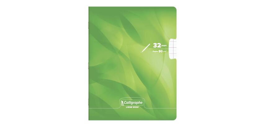 Cahier d'écriture piqué 8000 CARTE 17x22 cm 32 pages grands carreaux 3 mm agrandis 12x12 mm 90 g - Vert anis