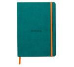 Rhodiarama softcover notitieboek A5, 80 blad gestippeld ivoorkleurig papier van 90g, sluiting met elastiek - Peacock