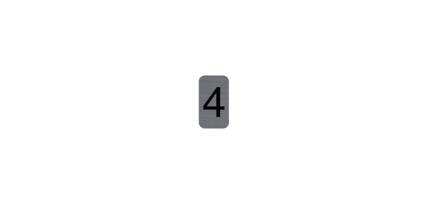 Sign adhesive aluminium effect Number 4 2.5x4.4 cm - Grey