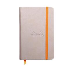 Rhodiarama hardcover notitieboekje 9x14 cm, 96 blad effen ivoorkleurig papier van 90g, sluiting met elastiek - Beige