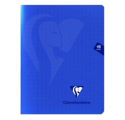Mimesys cahier piqué 17x22cm 48 pages grands carreaux couverture polypropylène - Bleu marine