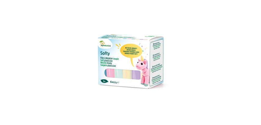 Softy - Assortiment 6 x 62g pâte à modeler enfant souple, pastel - Multicolore
