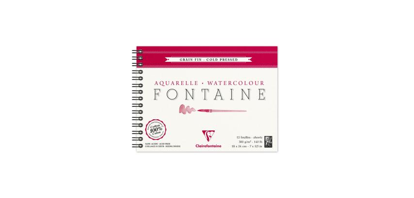 Fontaine album spiralé 12F 18x24cm 300g grain fin