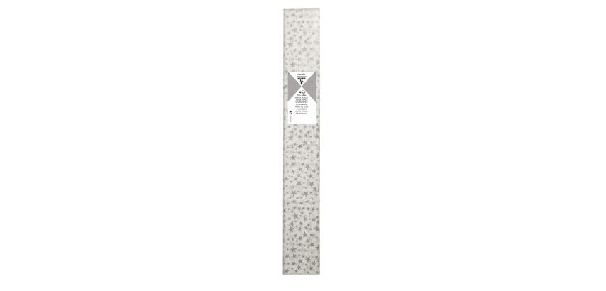 PAPIER DE SOIE IMPRIMÉE, Sachet de 4 feuilles au format 50x75cm - Etoiles argentées - Argent