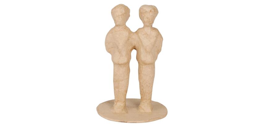 Braunes Pappmaché, Brautpaar Mann und Mann 8,5cm - Kraft