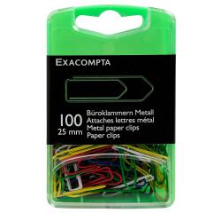 Doos met 100 paperclips kleurassortiment 25mm - Geassorteerd