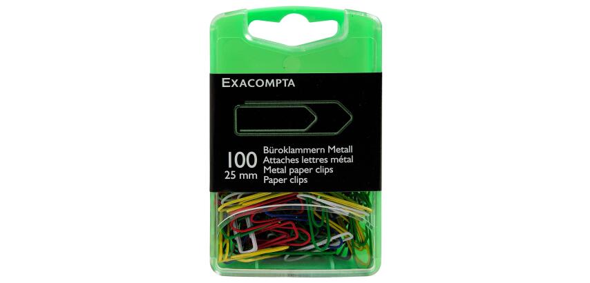 Exacompta Paper Clips,25mm (Box of 100) - Assorted colours