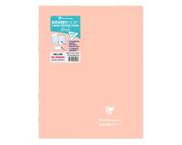 Cahier piqué Koverbook Blush 24x32cm 96 pages grands carreaux couverture polypropylène opaque bicolore - Corail/Bleu givré