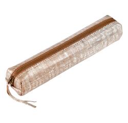 KLEO-PATHRA LEATHER SLIM Pouch 19,5x2,5x4 cm Silver