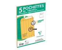 Paquet de 5 Pochettes Kraft Adour Brun 176x250mm - Auto-Adhésives - 90g/m2 - Brun