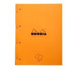 Rhodia Side bloc agrafé côté A4+ 22,3x29,7 cm 80 feuillets Seyès mprf + perforation 4 trous 80g - Orange
