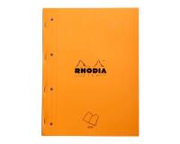 Rhodia Side bloc agrafé côté A4+ 22,3x29,7 cm 80 feuillets Seyès mprf + perforation 4 trous 80g - Orange