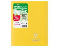 Cahier piqué Koverbook 17x22 cm 96 pages grands carreaux couverture polypropylène opaque 100% recyclé - Jaune