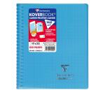 Cahier reliure intégrale enveloppante Koverbook 17x22cm 100 pages grands carreaux couverture polypropylène transparent - Assortis