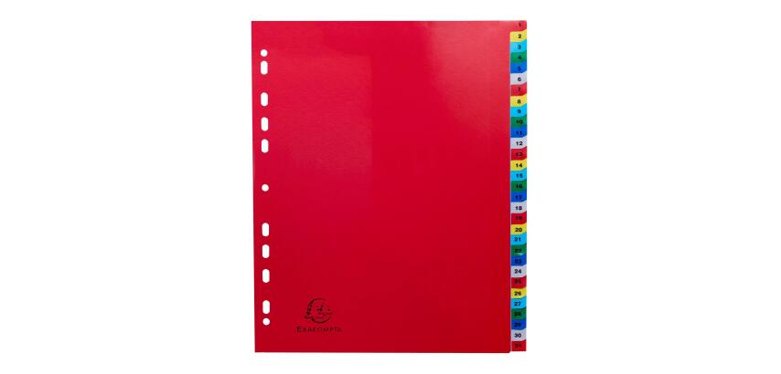 Indices PP A4+ 31Pt 1-31 Col Tabs White - Bright colours assorted