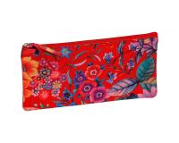 Céleste CUIR Trousse plate 22x11 cm Jardin rouge